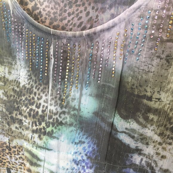 Bleu Shirt Women Size Medium Semi Sheer Studded Embellished - Picture 9 of 9